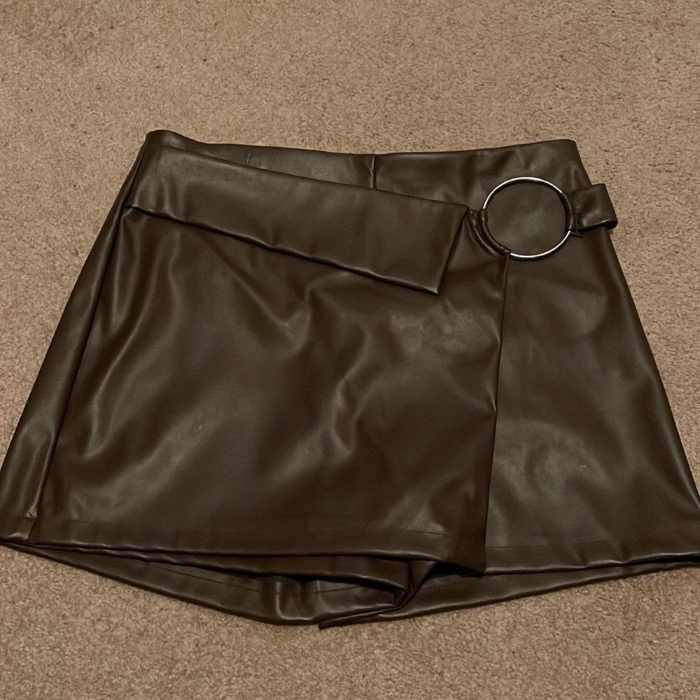 Joe Benbasset brown leather mini skort